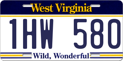 WV license plate 1HW580