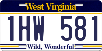 WV license plate 1HW581