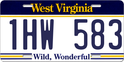 WV license plate 1HW583