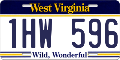 WV license plate 1HW596