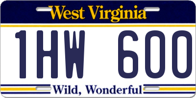 WV license plate 1HW600