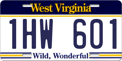 WV license plate 1HW601