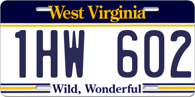 WV license plate 1HW602