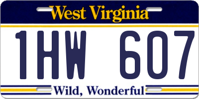WV license plate 1HW607
