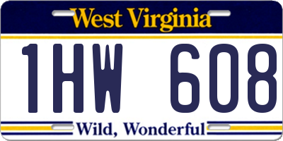 WV license plate 1HW608