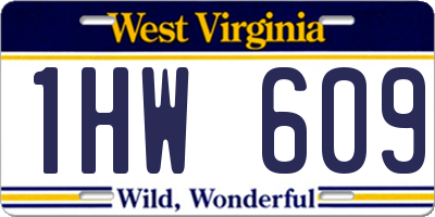 WV license plate 1HW609
