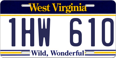 WV license plate 1HW610