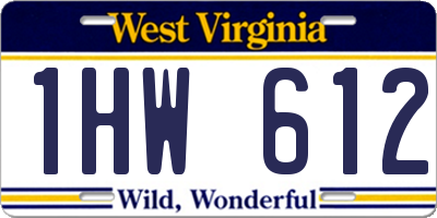 WV license plate 1HW612