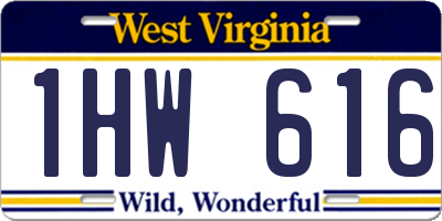 WV license plate 1HW616