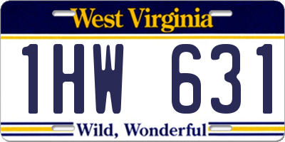 WV license plate 1HW631