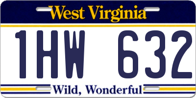 WV license plate 1HW632