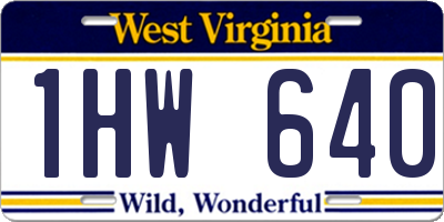 WV license plate 1HW640