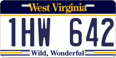 WV license plate 1HW642