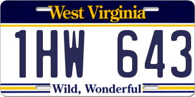 WV license plate 1HW643