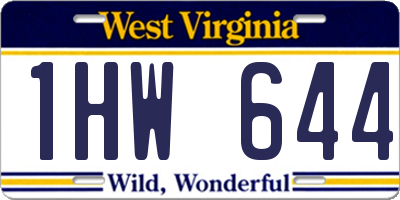 WV license plate 1HW644