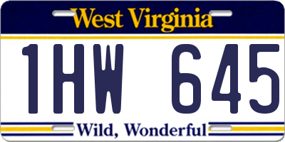WV license plate 1HW645