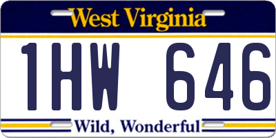 WV license plate 1HW646