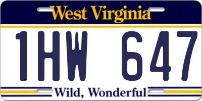 WV license plate 1HW647