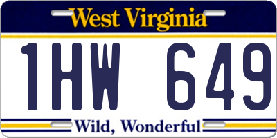 WV license plate 1HW649
