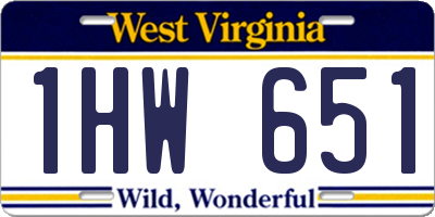WV license plate 1HW651