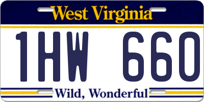 WV license plate 1HW660