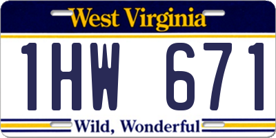 WV license plate 1HW671