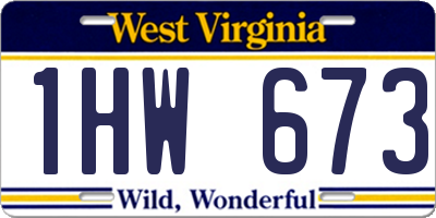 WV license plate 1HW673