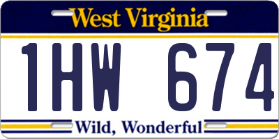 WV license plate 1HW674