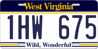 WV license plate 1HW675