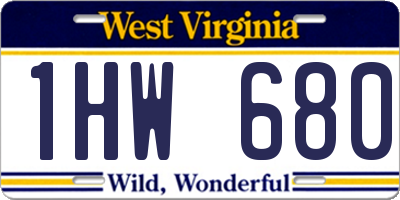 WV license plate 1HW680