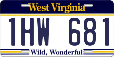 WV license plate 1HW681
