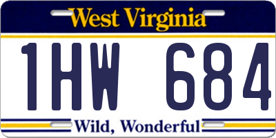 WV license plate 1HW684