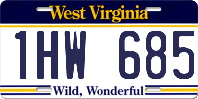 WV license plate 1HW685