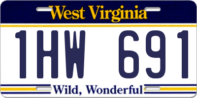 WV license plate 1HW691