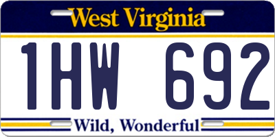 WV license plate 1HW692