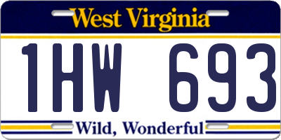 WV license plate 1HW693
