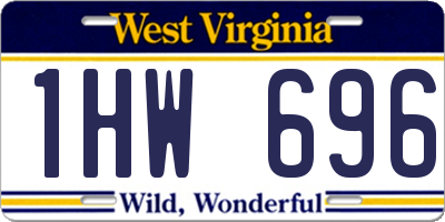 WV license plate 1HW696