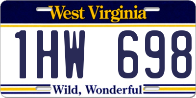 WV license plate 1HW698