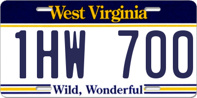 WV license plate 1HW700