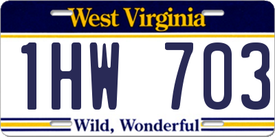 WV license plate 1HW703