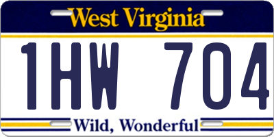 WV license plate 1HW704