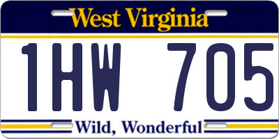 WV license plate 1HW705