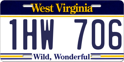 WV license plate 1HW706