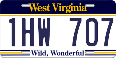 WV license plate 1HW707