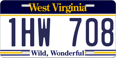 WV license plate 1HW708