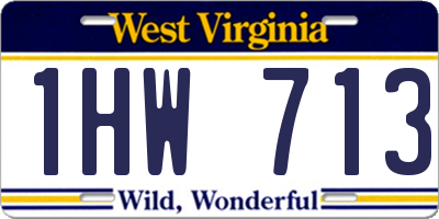 WV license plate 1HW713