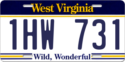 WV license plate 1HW731