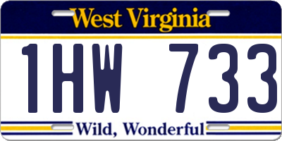 WV license plate 1HW733