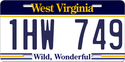 WV license plate 1HW749