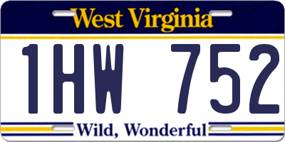 WV license plate 1HW752